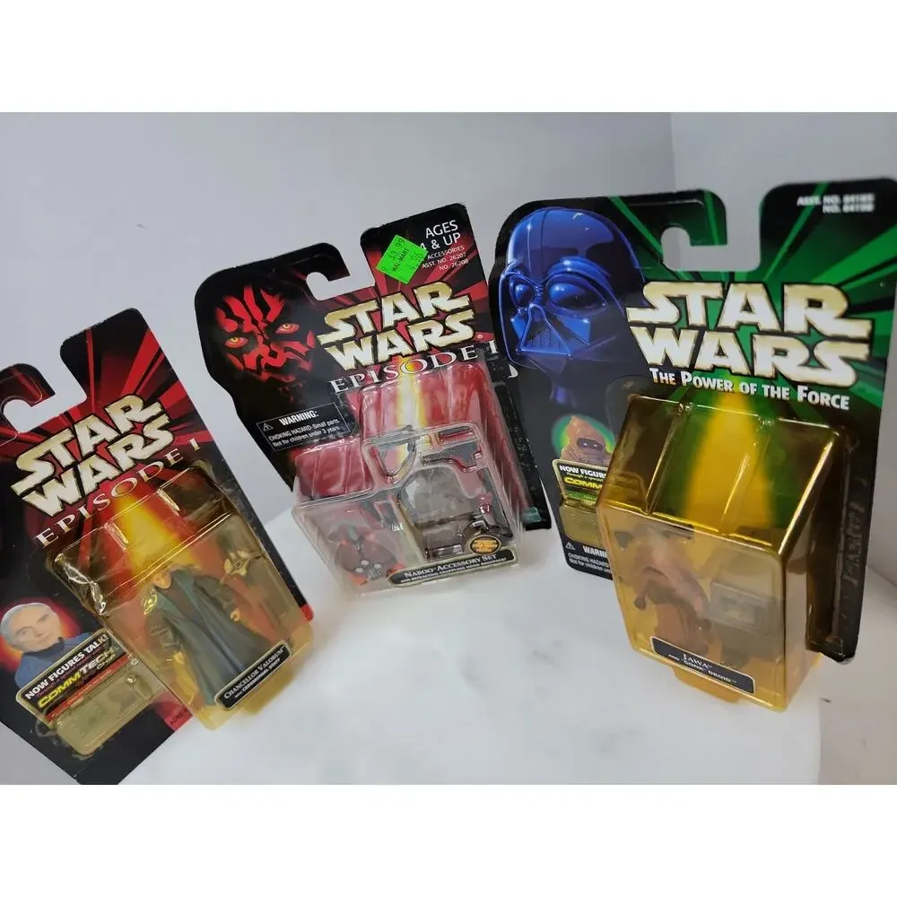 Hasbro Star Wars Episode 1 TPM Lot of 3 Star Wars Commtech Chip Jawa Naboo Set